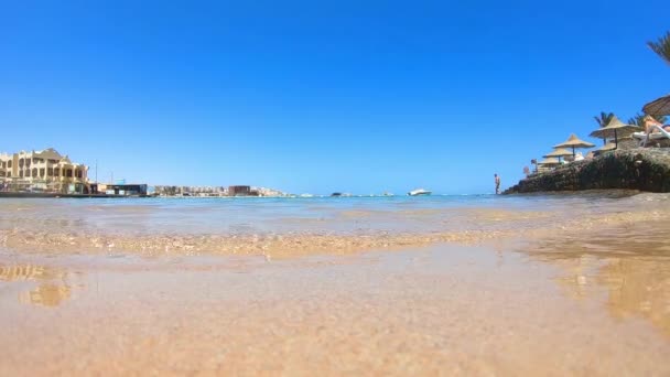 Ola Del Mar Playa Arena Playa Costera Turistas Turistas — Vídeo de stock