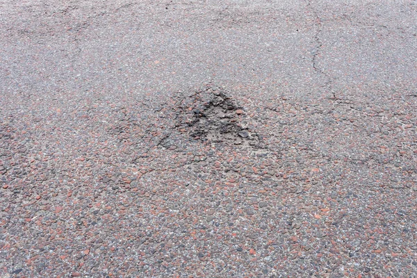 Small Potholes Asphalt Road Pits Destroyed Road Surface — Stockfoto