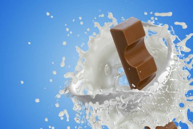 Düşen çikolatalı süt damlaları. Çocuklar için sütlü çikolata.