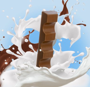 Çikolatalı süt ve çikolata serpintileri. Çocuklar için sütlü çikolata.