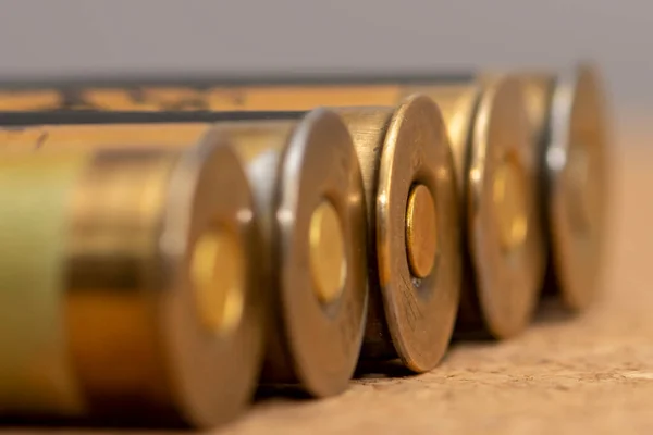 Hunting Cartridges Textured Background Close Selective Focus Concept Bird Hunting — Stock Photo, Image