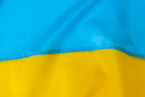 Флаг Украины Крупный План Изгибы Волны Флаге — стоковое фото