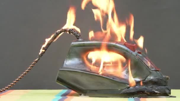 Fire Electric Iron Ironing Board Apartment Short Circuit Household Appliances — Wideo stockowe