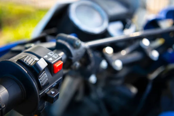 Volant Subkompaktního Detailu Motocyklu Kvalitní Fotografie — Stock fotografie