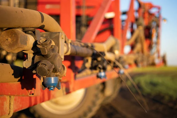 Spraying Farm Tractor Close High Quality Photo — Stockfoto