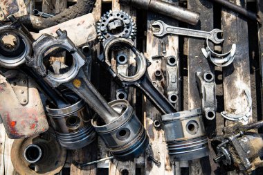 Piston from diesel engine. Repair of the tractor. High quality photo