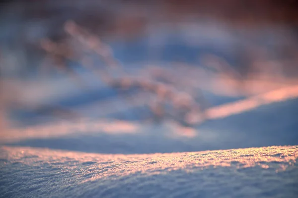 Sonnenuntergang im Winter auf Schnee Textur. Selektiver Fokus. — Stockfoto