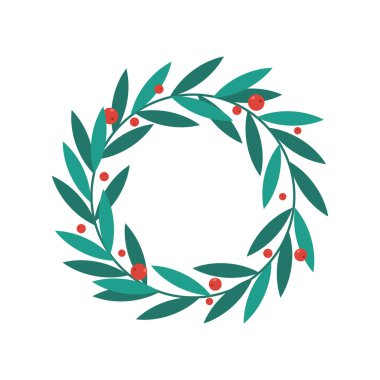 Vektör Noel çelengi. Düz vektör illüstrasyonu.