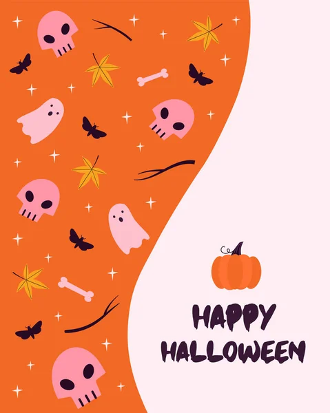 Biglietto Auguri Halloween Con Testo Illustrazione Vettoriale — Vettoriale Stock