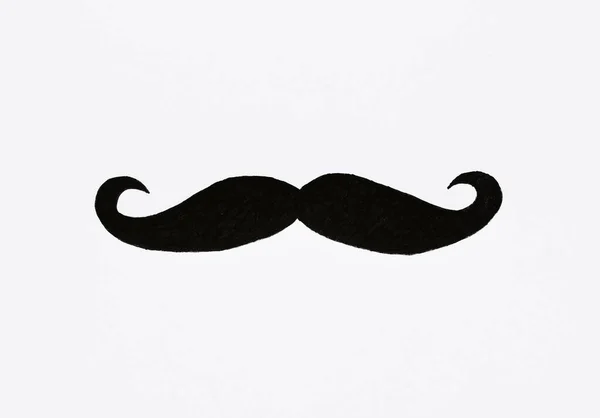 Overhead Drawing Moustache White Paper Background — Stockfoto