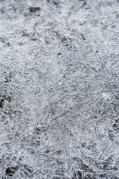 Closeup Macro Ice Crystals Frozen Water Winter Season — Stockfoto