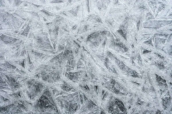 Closeup Macro Ice Crystals Frozen Water Winter Season — Stockfoto