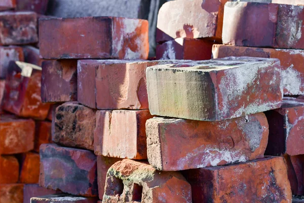 Red Bricks Lying Top Each Other Concept Building Fotografias De Stock Royalty-Free