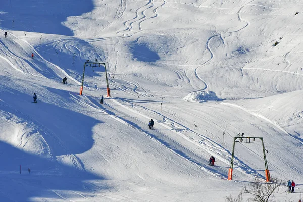 Landscape Photo Mountains Skiing Snow Winter Season — Stock Photo, Image