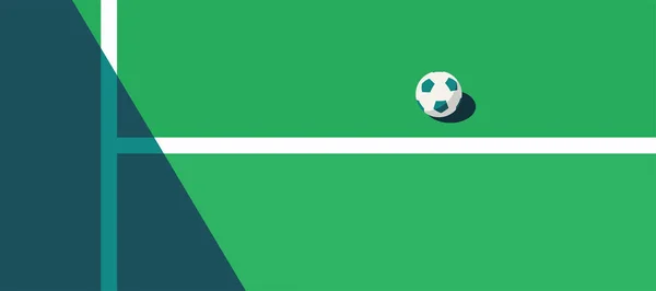 Fußball Steht Nahe Der Mittellinie Auf Dem Grünen Feld — Stockvektor