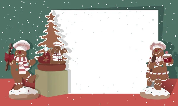 Ταχυδρομική Κάρτα Για Νέο Έτος Και Χριστούγεννα Μελόψωμο Μορφή Των — Διανυσματικό Αρχείο