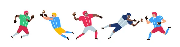 American Football Players Set Vector Illustration — Stockvektor