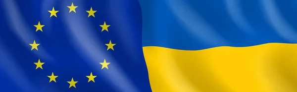 Európai Unió Ukrán Zászlók Partnerségi Koncepció Vektor Illusztráció — Stock Vector