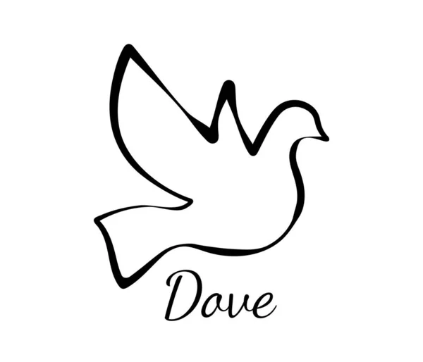 Flying Dove Line Drawing Silhouette Logo Element Vector Illustration — Vetor de Stock