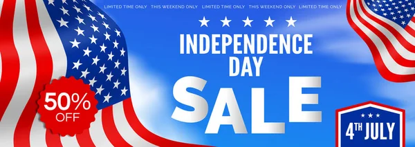 4Th July Usa Independence Day Sale Special Offer Horizontal Banner — Vettoriale Stock