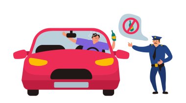 Bir polis alkollü sürücüyü alkollü araç kullanırken durdurdu.