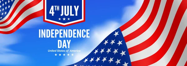 Luglio Usa Indipendenza Giorno Banner Design Con Bandiere Americane Sfondo — Vettoriale Stock