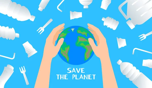 İnsan elleri Dünya gezegenini plastik atık ekoloji kavramından korur.