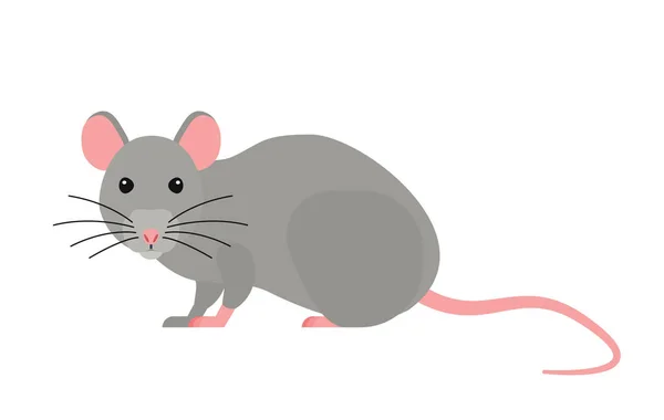 Mignon Dessin Animé Rat Plat Illustration — Image vectorielle