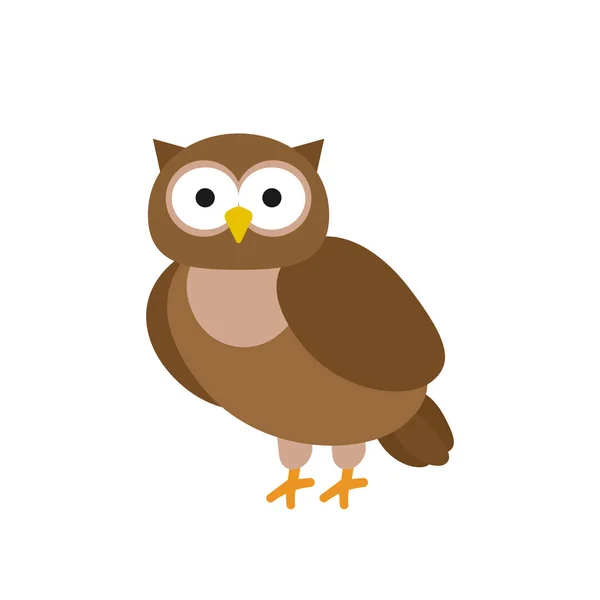 Cute Cartoon Owl Vector Flat Illustration —  Vetores de Stock