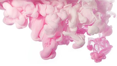 Güzel, güzel, sevimli, romantik, pembe arka plan, pembe akrilik mürekkep beyaz arkaplanda izole edilmiş.