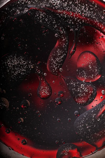 Абстрактный Космос Сюрреалистический Черный Красный Фон Масляные Пузыри Воде — стоковое фото