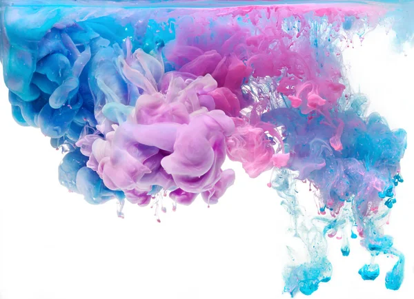 Tinta Pastel Rosa Azul Agua Aislada Sobre Fondo Blanco Fondo — Foto de Stock