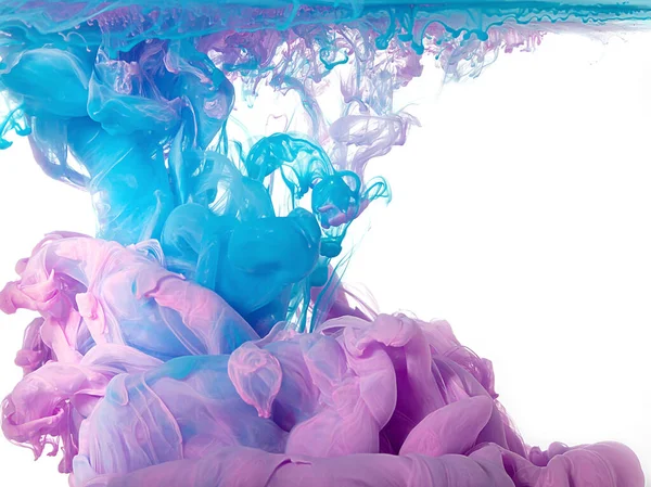 Hermoso Fondo Rosa Azul Pinturas Acrílicas Agua Aislada Blanco — Foto de Stock