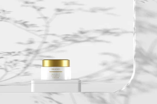 Mockup Cosmetic Cream Packaging White Scene Branding Presentation Rendering — Stock Photo, Image