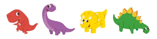 Lindo Dinosaurio Personajes Dibujos Animados Iconos Objetos Mundo Jurásico — Foto de Stock