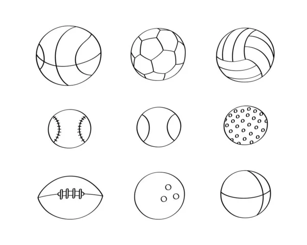 Doodle Bonito Conjunto Bolas Esportes Ícones Desenhos Animados Objetos — Fotografia de Stock