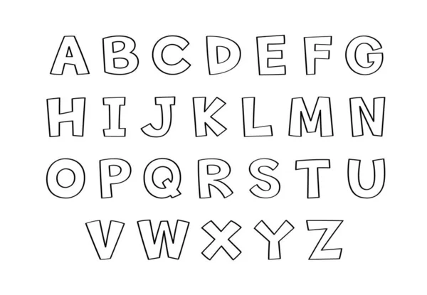 Angielski Alfabetów Ręcznie Rysowane Doodle Stylu Duża Litera Pismo Duże — Zdjęcie stockowe