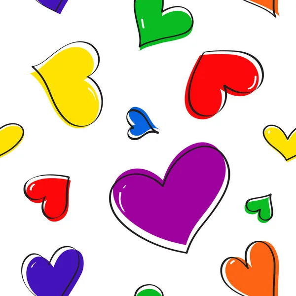 Pride Month Lgbtq Colorful Hearts Background Pattern Texture Doodle Style — Stock Photo, Image