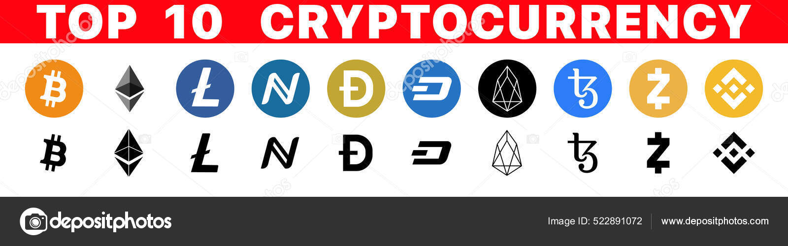 Cryptocurrency Logos Symbols Cryptocurrency Token Logo Icon Set Most Popular  Stock Vector by ©thebeststocker44 522891072