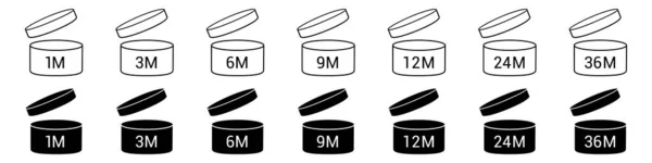 Pao Cosmética Abierta Vida Útil Mes Período Después Del Conjunto — Archivo Imágenes Vectoriales