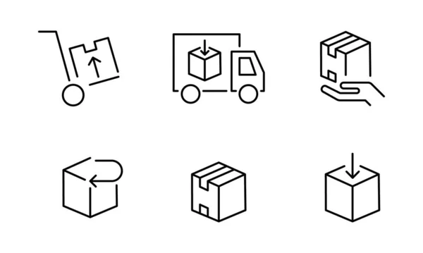 Liefersymbole Auf Isoliertem Hintergrund Für Ihr Design Lieferung Linearer Symbole — Stockvektor