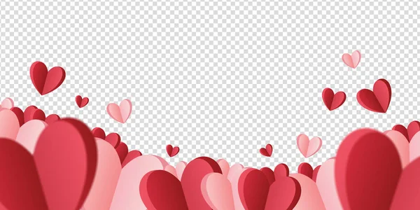 Fondo Festivo Con Corazones Papel Sobre Fondo Transparente Antecedentes Del — Vector de stock