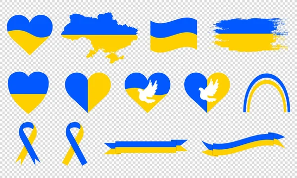 Sada Ukrajinských Symbolů Vektorové Symboly Průhledném Pozadí Ukrajina Koncept Ikona — Stockový vektor