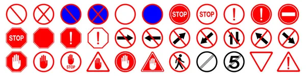 Set Red Stop Sign Set Prohibition Sign Stop Set Vector — Stock Vector