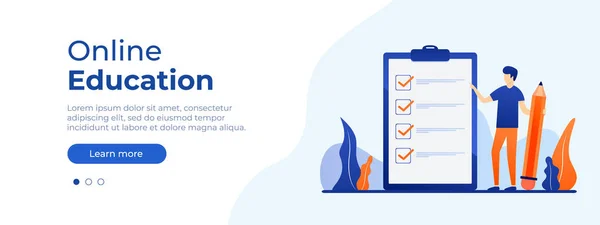 Online Bildungskonzept Vektorlayout Für Die Webseite Illustration Flachen Stil Mit — Stockvektor