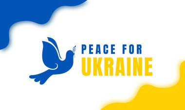 Ukrayna 'ya bayrak ve güvercin ile barış. Ukrayna 'yı desteklemek için vektör illüstrasyonu. Ukrayna 'daki savaşı durdurun. Beyaz arka planda 