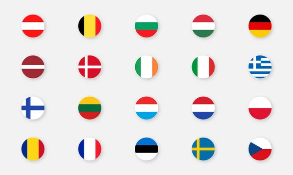 Banderas Países Europeos Marcar Iconos Vectoriales Fondo Aislado Con Sombra — Vector de stock