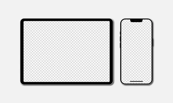 Реалістичний Макет Планшета Смартфона Порожніми Екранами Телефон Планшет Макет Спереду — стоковий вектор