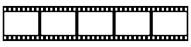 Film şeridi. İzole edilmiş arka planda kusursuz film şeritleri. Boş fotoğraf çerçeveleri. Klasik sinema ve fotoğraf kaseti. Retro film şeritleri. Vektör EPS 10