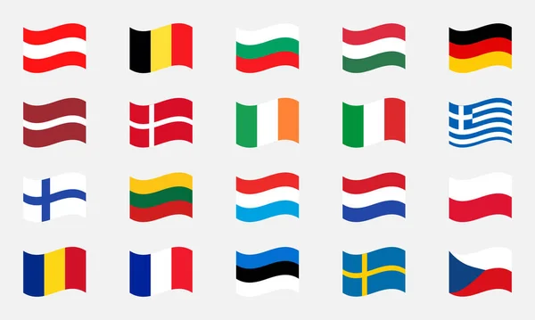 Flaggen Europäischer Länder Flaggenvektorsymbole Auf Isoliertem Hintergrund Vektor Set Von — Stockvektor